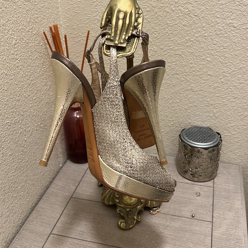 Gold Jimmy Choo heels - Picture 4 of 4